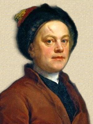 William Hogarth, crop from self portrait, head&shoulders, facing forward