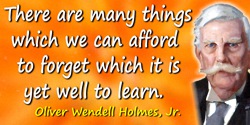Oliver Wendell Holmes quote: There are many things which we can afford to forget which it is yet well to learn.
