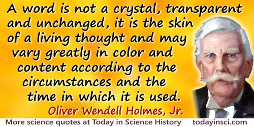 Oliver Wendell Holmes quote: A word is not a crystal, transparent and unchanged, it is the skin of a living thought and may vary