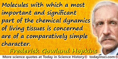 Frederick Gowland Hopkins quote: The molecules with which a most important and significant part of the chemical dynamics