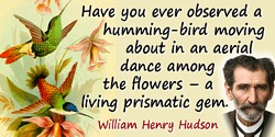 William Henry Hudson quote: Have you ever observed a humming-bird moving about in an aerial dance among the flowers
