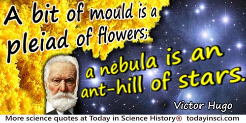 Victor Hugo quote: A bit of mould is a pleiad of flowers; a nebula is an ant-hill of stars.