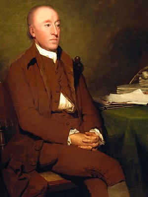 Portrait of James Hutton - seated, beside a table, full body