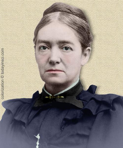 Photo of Mary Putnam Jacobi - head & shoulders - colorization © todayinsci.com