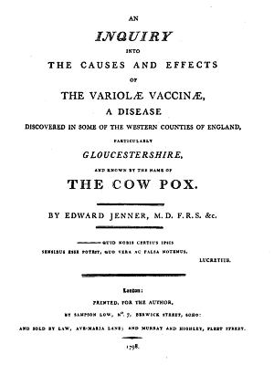Title page from Edward Jenner's self-published book (1798)