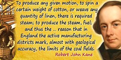 Robert John Kane quote: To produce any given motion, to spin a certain weight of cotton, or weave any quantity of linen,