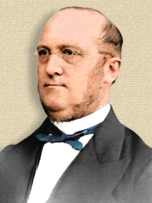 Photo of Hermann Kolbe, head & shoulder, facing half-left. Original b/w colorized with help of palette.fm