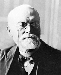 Photo of Alphonse Laveran with white goatee beard and pince-nez spectacles, head and shoulders, facing right.