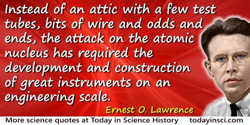 Ernest Orlando Lawrence quote: The day when the scientist, no matter how devoted, may make significant progress alone and withou