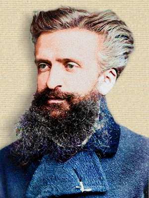 Photo Gustave Le Bon, head & shoulders, facing half left. Orig monotone colorized with help of palette.fm