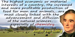 Justus von Liebig quote: The highest economic or material interests of a country, the increased and more profitable production o