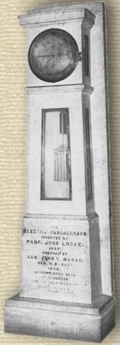 Photo of Locke Electro-chronograph, resembling a tall grandfather clock