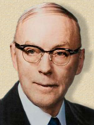 Photo of George A Lundberg, colorized with palette.fm, head facing forward
