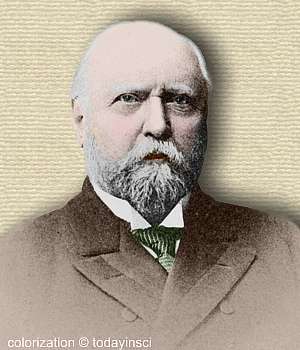 Photo of Othniel Marsh, head and shoulder. Colorization © todayinsci.com