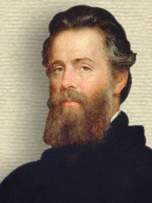 Portrait of Herman Melville, head and shoulders, facing left