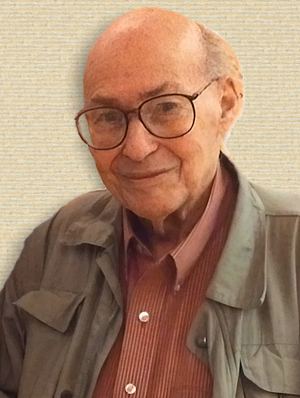 Photo of Marvin Minsky, upper body, facing front, casual clothing