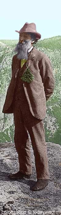 John Muir standing at Glacier Point, Yosemite Valley (1903)