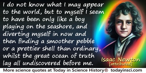Isaac Newton quote: I do not know what I may appear to the world, but to myself I seem to have been only like a boy 