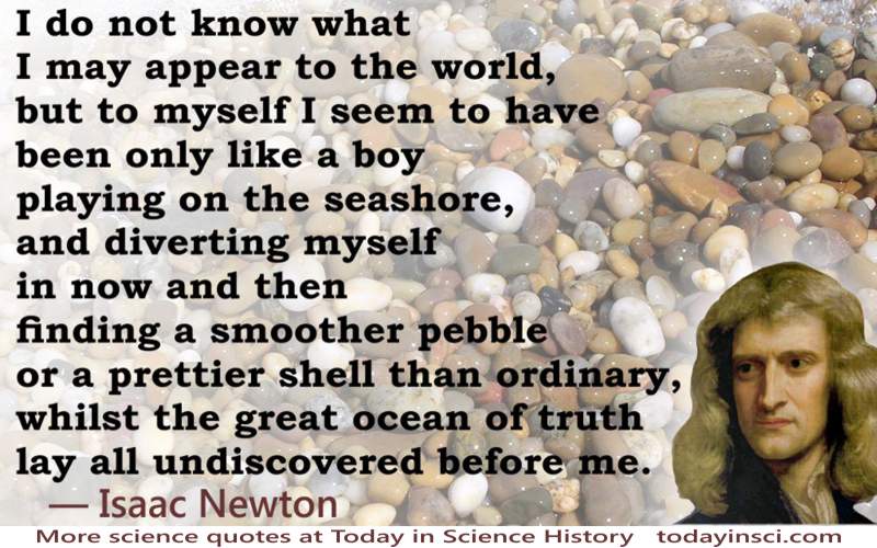 Isaac Newton “playing On The Seashore” Illustrated Quote Large 800px 5057