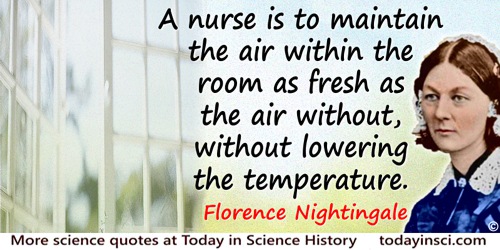 Florence Nightingale quote: A nurse is to maintain the air within the room as fresh as the air without, without lowering the tem