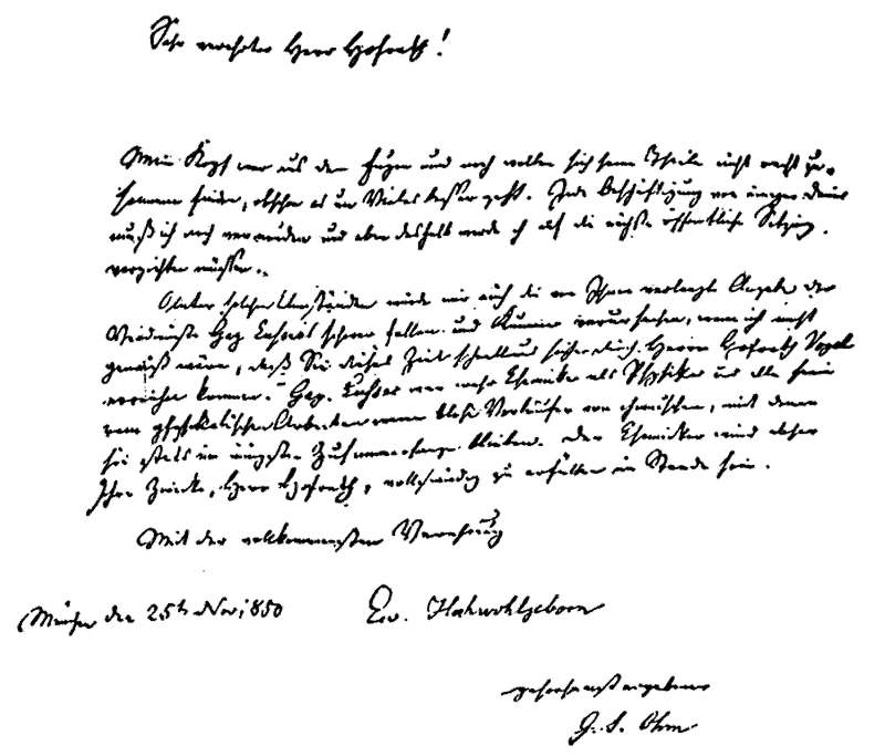 Reproduction of a short, hand-written letter on one page. In German and very difficult to read