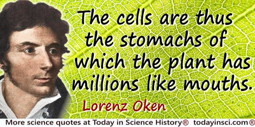 Lorenz Oken quote: The cells are thus the stomachs of which the plant has millions like mouths