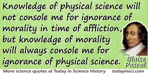 Blaise Pascal quote Knowledge of morality