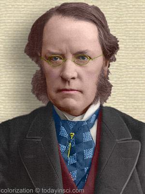 Photo of Lyon Playfair, middle aged, head and shoulders facing forward. Colorization © todayinsci.com