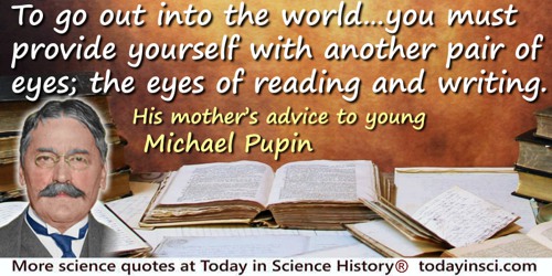 Michael Idvorsky Pupin quote: If you wish to go out into the world about which you hear so much