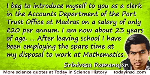 Srinivasa Ramanujan Quotes - 17 Science Quotes - Dictionary of Science ...