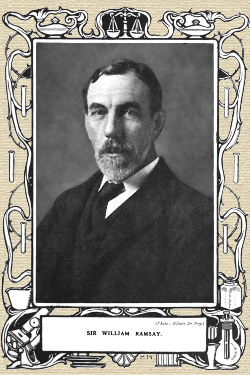Photo of Sir William Ramsay - head and shoulders - with drawn decorative frame
