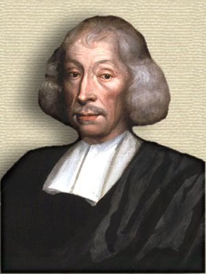 Portrait of John Ray, head and shoulders, facing front