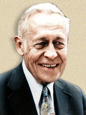 Photo Roger Revelle head & shoulders facing front. Orig b/w colorized with help of palette.fm