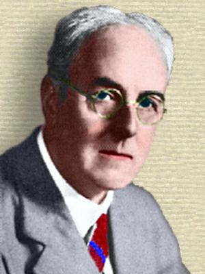 Photo of Lewis Fry Richardson, head and shoulders, facing front. Colorization © todayinsci.com