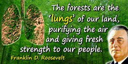 Franklin D. Roosevelt quote: The forests are the “lungs” of our land, purifying the air and giving fresh strength to our people.