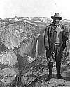 Cropped detail showing Theodore Roosevelt at Glacier Point, Yosemite Valley, California, in 1903.  Original photo with John Muir