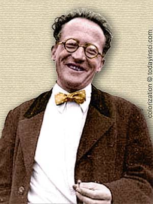 photo of Erwin Schrodinger - upper body - colorization © todayinsci.com