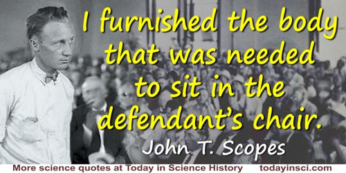 John T. Scopes quote: I furnished the body that was needed to sit in the defendant's chair.