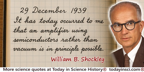 William B. Shockley quote: It has today occurred to me that an amplifier using semiconductors rather than vacuum is in principle