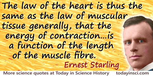 Ernest Henry Starling quote: The law of the heart is thus the same as the law of muscular tissue generally, that the energy of c