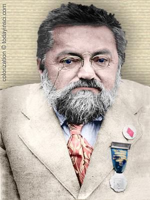 Photo of Charles Steinmetz - upper body - colorization © todayinsci.com