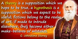 G. Johnstone Stoney quote: A theory is a supposition which we hope to be true, a hypothesis is a supposition which we expect to 