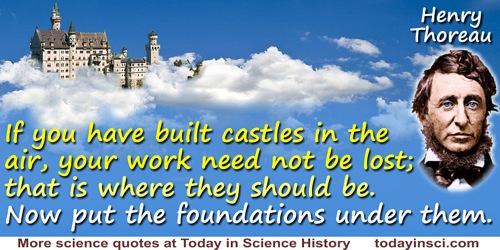 Henry Thoreau quote: If you have built castles in the air, your work need not be lost; that is where they should be. Now put the