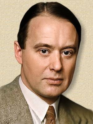 Photo of Arne Tiselius, head, facing front. Original b/w colorized with sora A.I. (251029)