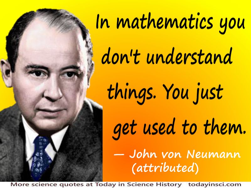 John von Neumann quote In mathematics you don't understand things.