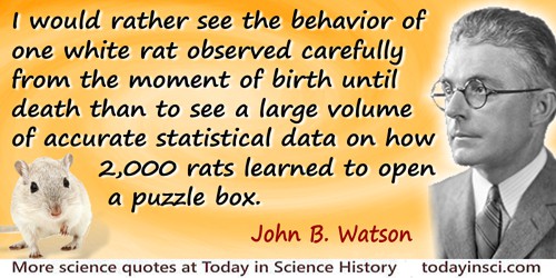 John B. Watson quote: I would rather see the behavior of one white rat observed carefully from the moment of birth until death t