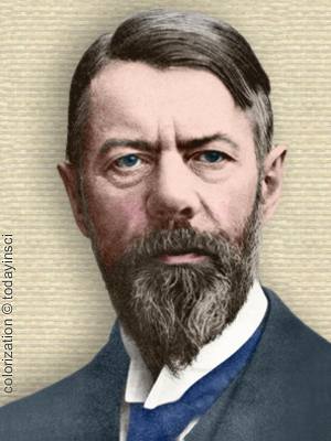 photo of Max Weber, face, facing forward. colorization © todayinsci.com