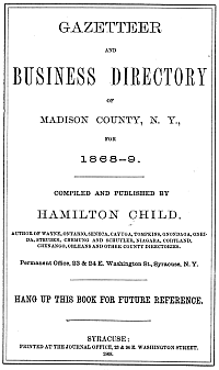 Gazetteer and Business Directory of Madison Count, N.Y. Title Page