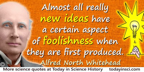 Alfred North Whitehead quote: Almost all really new ideas have a certain aspect of foolishness when they are first produced.