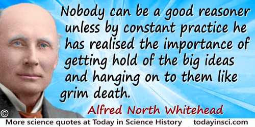 Alfred North Whitehead quote: Nobody can be a good reasoner unless by constant practice he has realised the importance of gettin